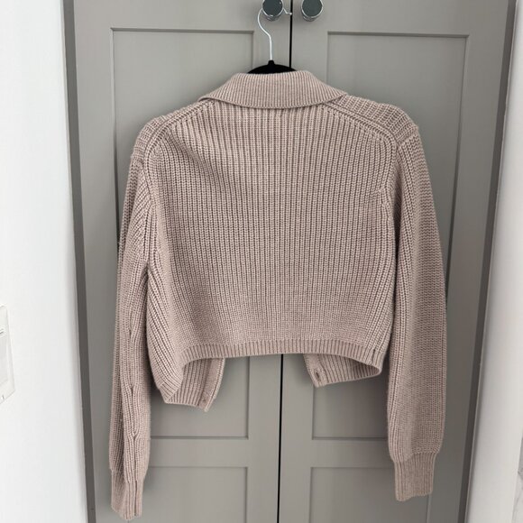 NEW Aritzia Wilfred Merino Wool Cropped Cardigan - S - Taupe - Picture 2 of 3